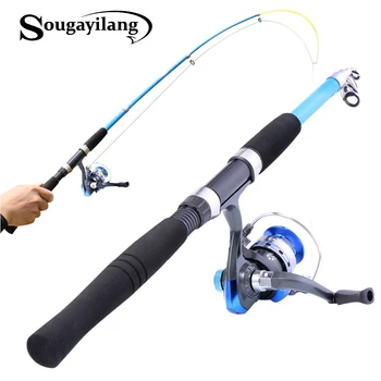 

Sougayilang 1.5m Ice Fishing Rod with Spinning Reel Sets Fishing Rod 5.2:1 Gear Ratio Reels combo Fishing Tackle Kits De Pesca