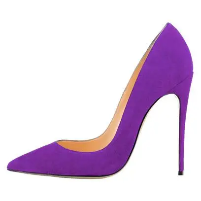 Customized Purple Suede Pointed Toe Stiletto Heels Dress Pumps Shallow Slip-on 12cm Ultra High Heel Banquet Shoes Plus Size 10 - Shoes