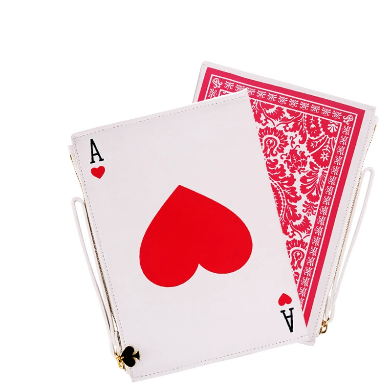 Women fashion poker handbags casual clutch wristlets pu small bag red heart bag fashionable stylish