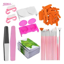 Маникюрный набор профессиональных кистей для ногтевого дизайна, файлы для ногтей, содержит 100 полированных полосок, наборы для маникюра, набор инструментов 7 видов стилей