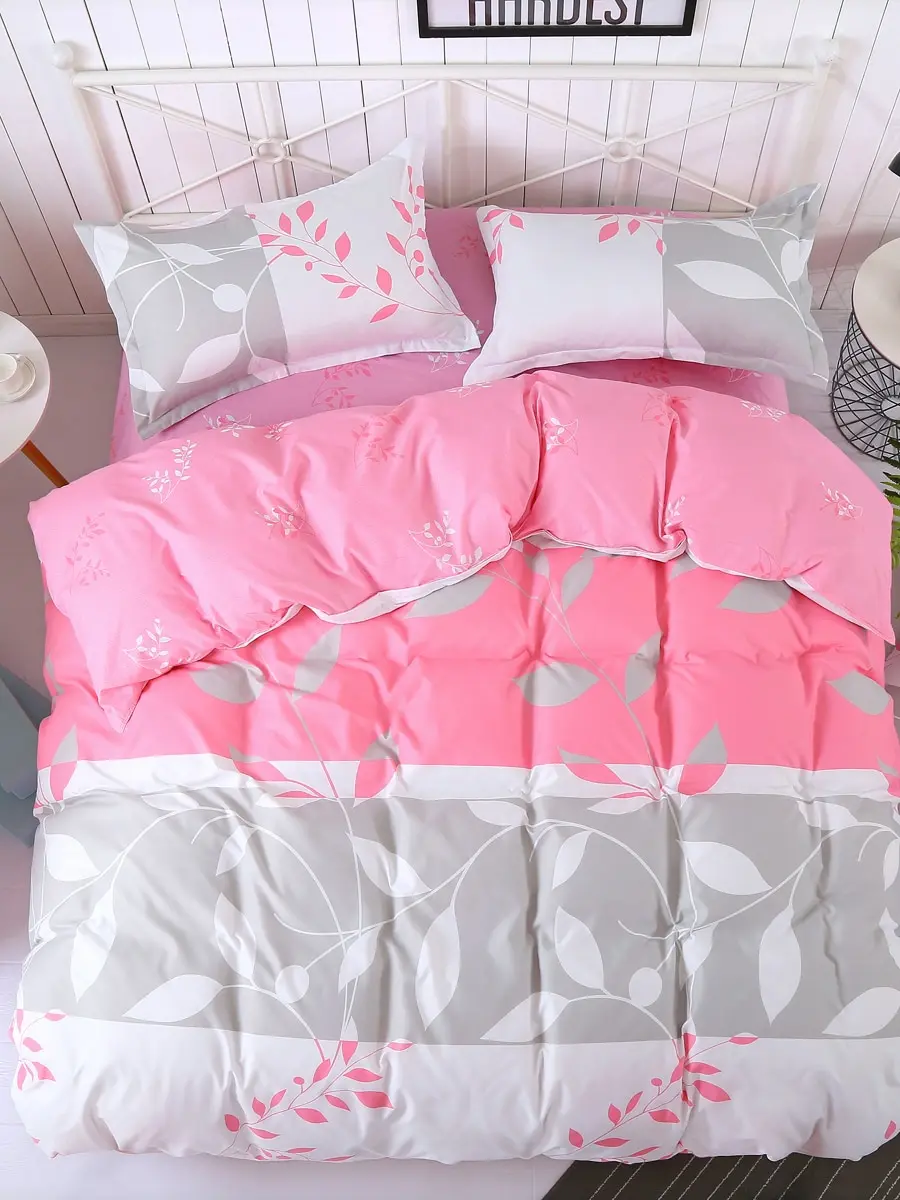 

4 Pcs Bedlinens Set Modern Fresh Pattern Comfortable Home Bedsheet Set