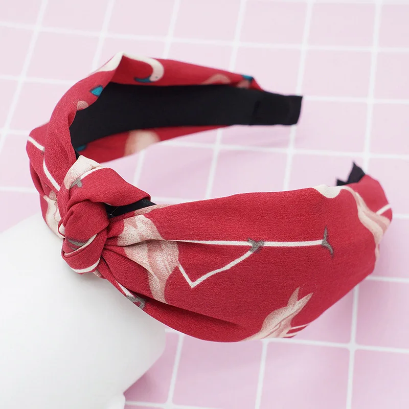 Мода 1 шт. Печатный шифон завязанный головная повязка обруч для волос головные уборы аксессуары для женщин - Цвет: Wine Red