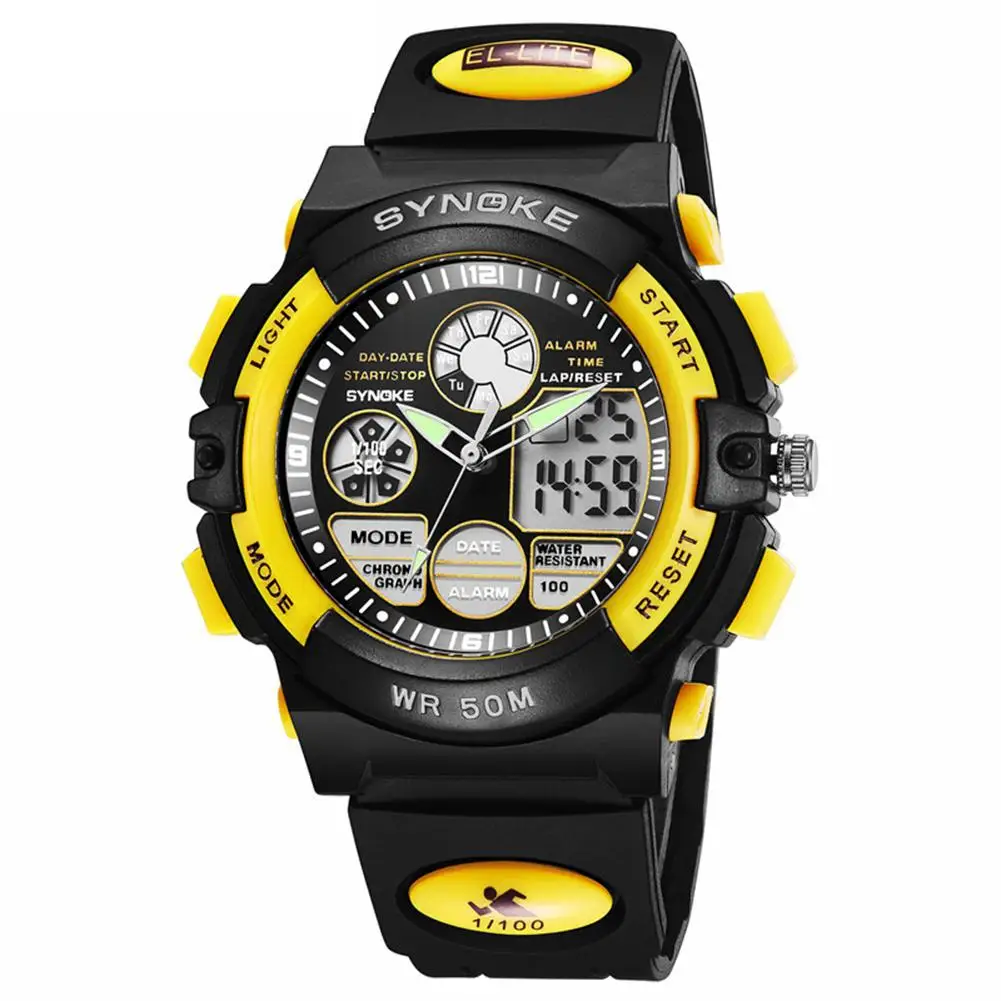 

Fashion Boy Kids children Sports Electronics Waterproof Dual Time Zone Digital Analog Wrist Watch