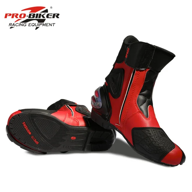 PRO BIKER SPEED BIKERS Men Motorcycle Racing Shoes Leather Motorcycle Boots Riding Motorbike