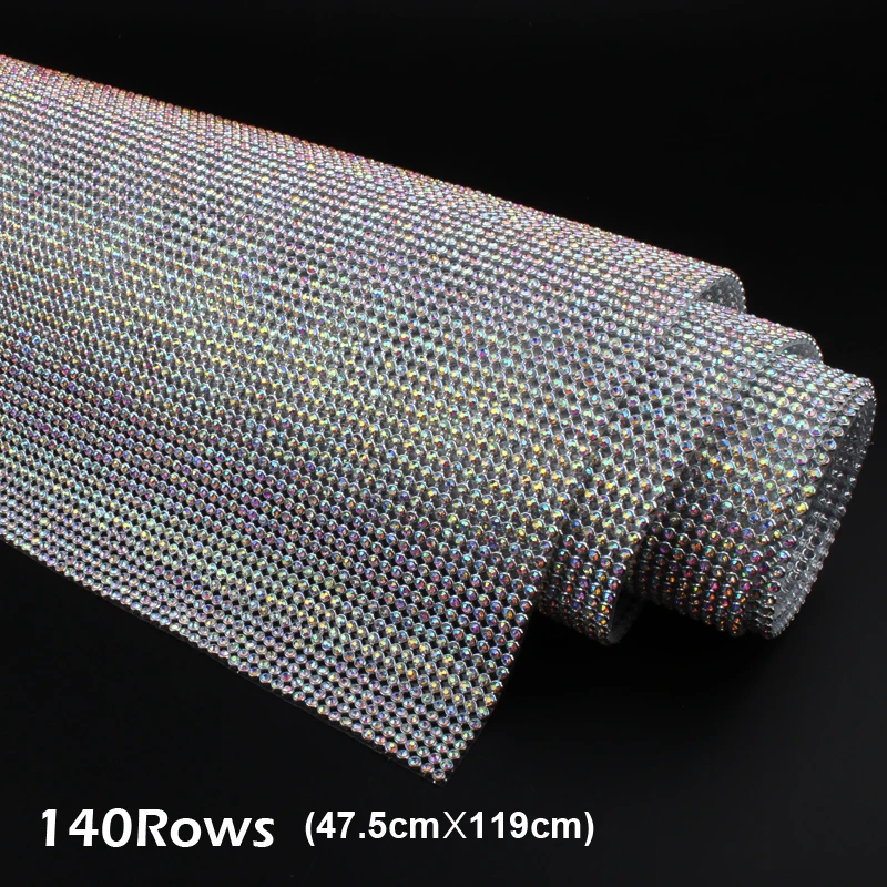 

SS8 CrystalAB Rhinestone mesh Multi-row crystal chain silver base with glue Length 1.2M free shipping