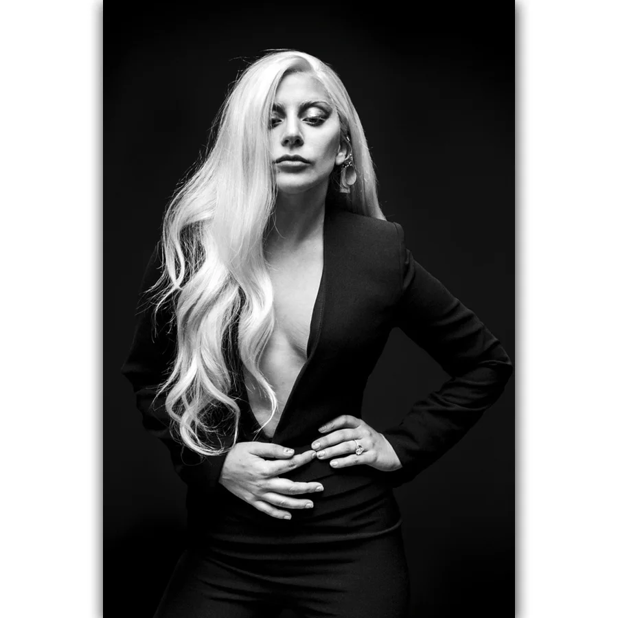

MQ3619 Lady Gaga Rap Music Singer New Star Black White Album Art Poster Silk Light Canvas Home Decor Wall Picture Printing