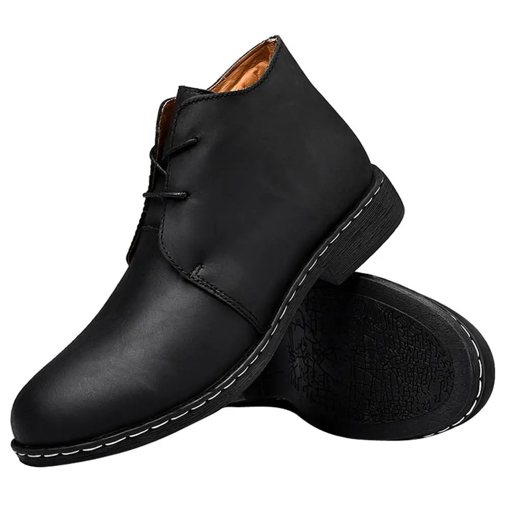Удобные мужские ботинки на плоской подошве в стиле ретро из натуральной кожи; большие размеры; новые ботинки-дезерты из воловьей кожи
