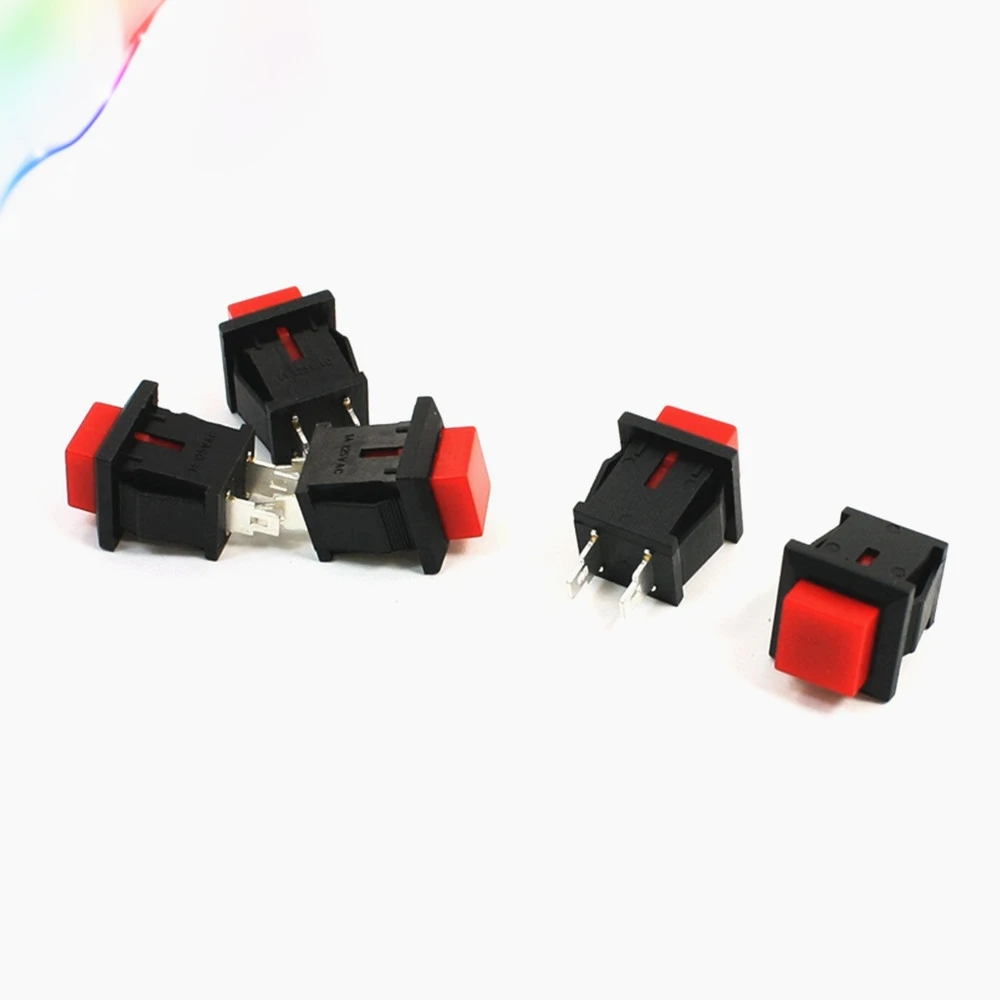

5 x Red Square Head SPST Non-Locking Push Button Switch 1A 250VAC 2A 125VAC