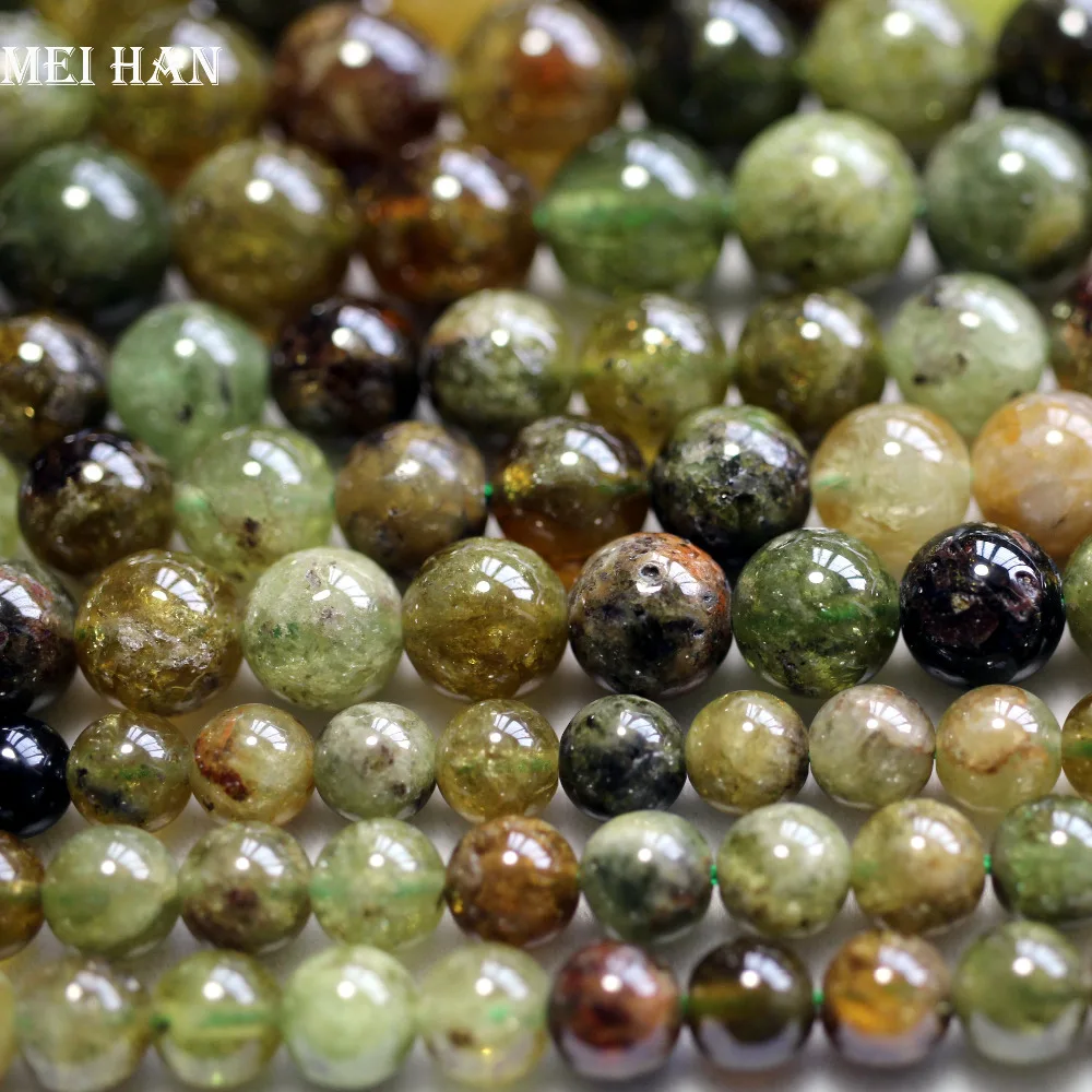 Meihan натуральный 8 мм, 10 мм, 11,5-12 мм зеленый гранат Гладкий ...