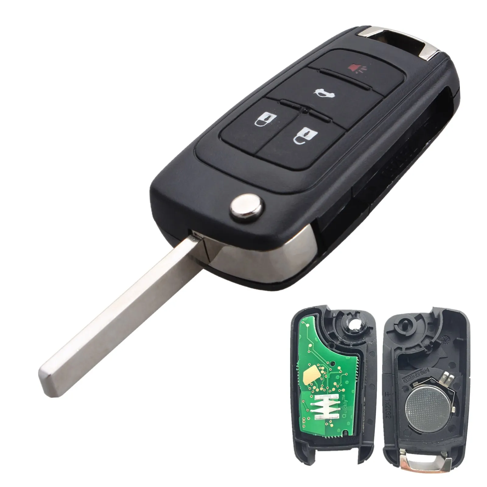 

JX-LCLYL 4 Buttons Uncut Flip Folding Remote Key Fob ID46 Chip 433MHz For Buick