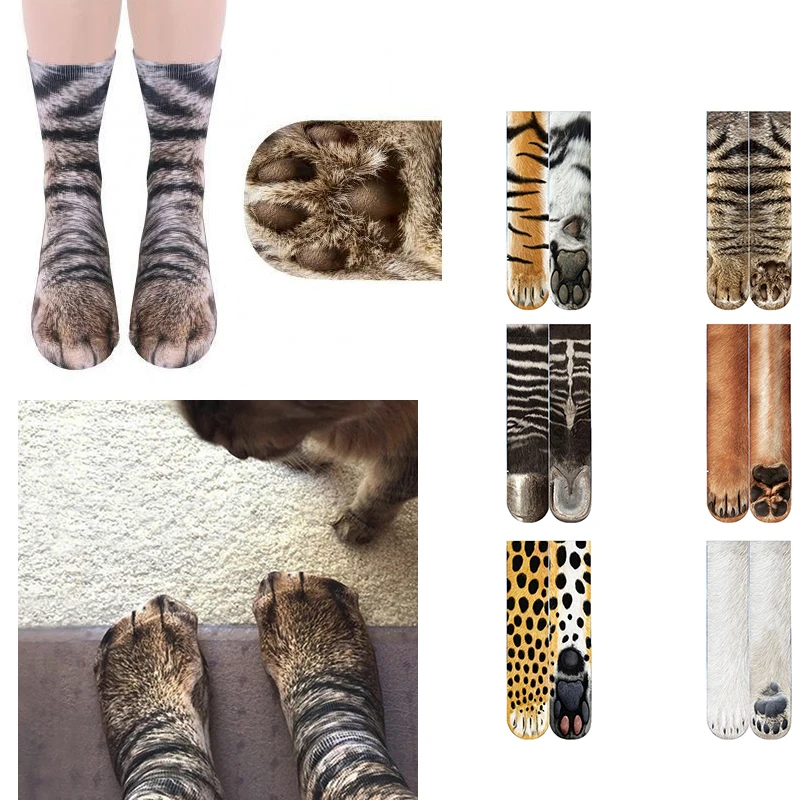 

Men Cotton Socks Women Funny Print Animal Socks Cute Casual Paw Crew Socks High Elastic Breathable Socks For New Year Gift