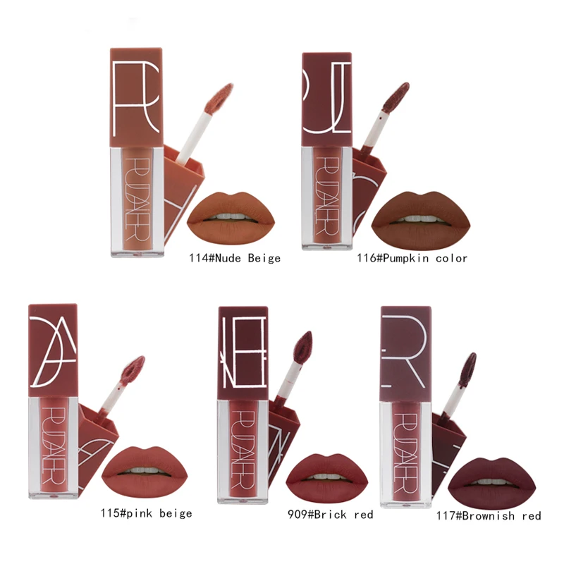 

NEW Pudaier brand matte liquid lipstick set nude brown chocolate rose lipstick lip gloss matte lips waterproof long lasting