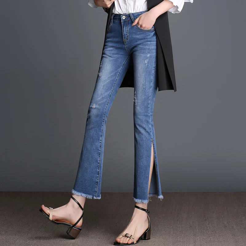 jeans with slits at bottom