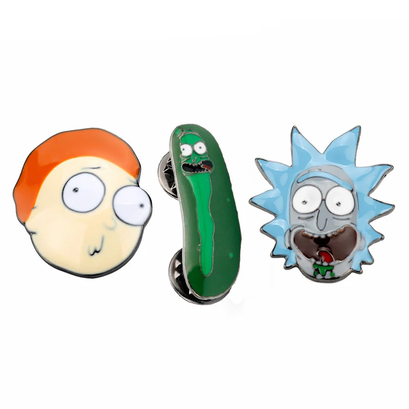 

Anime Cartoon Rick And Morty Pin Rick And Moti Pins Cucumber With Badge Brooch Broche For Neckline Chest Pocket Brooches