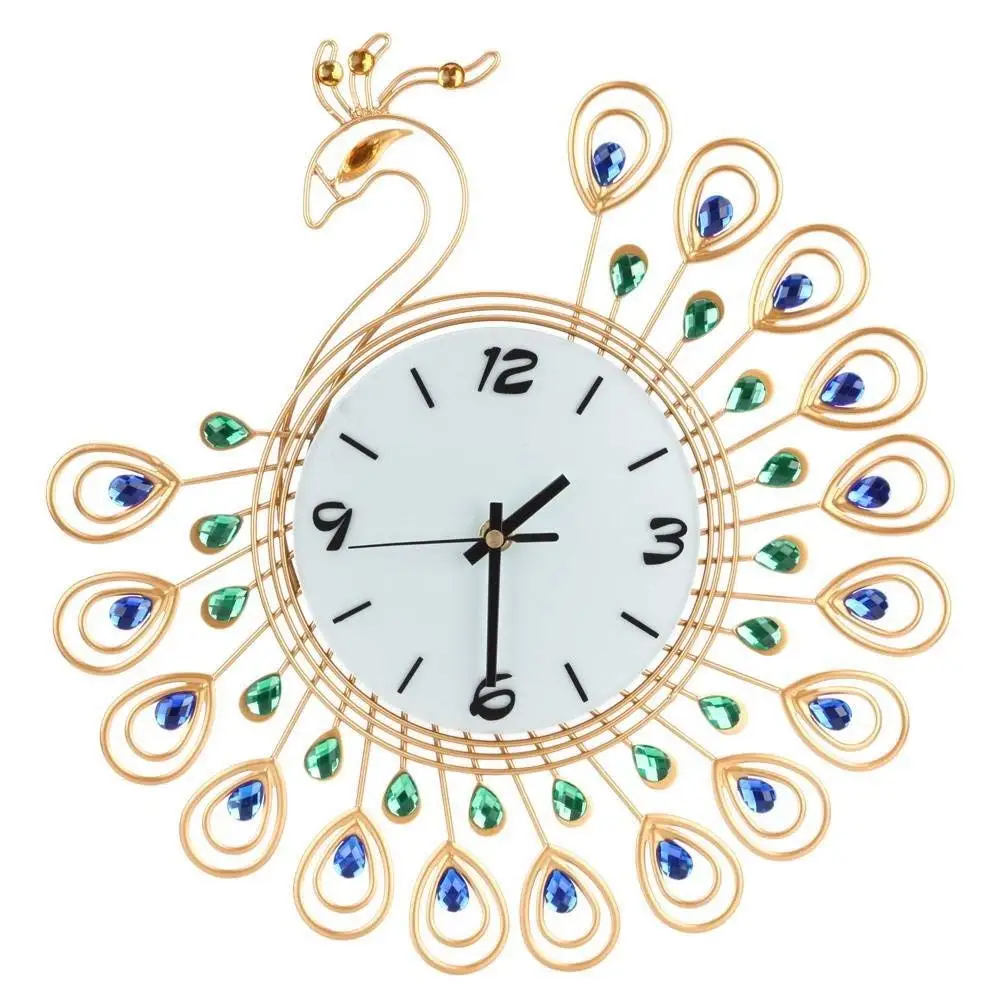 

Luxury Artificial Crystal Diamond Large Wall Clock Metal Living Room Wall Clock Home Art Decoration