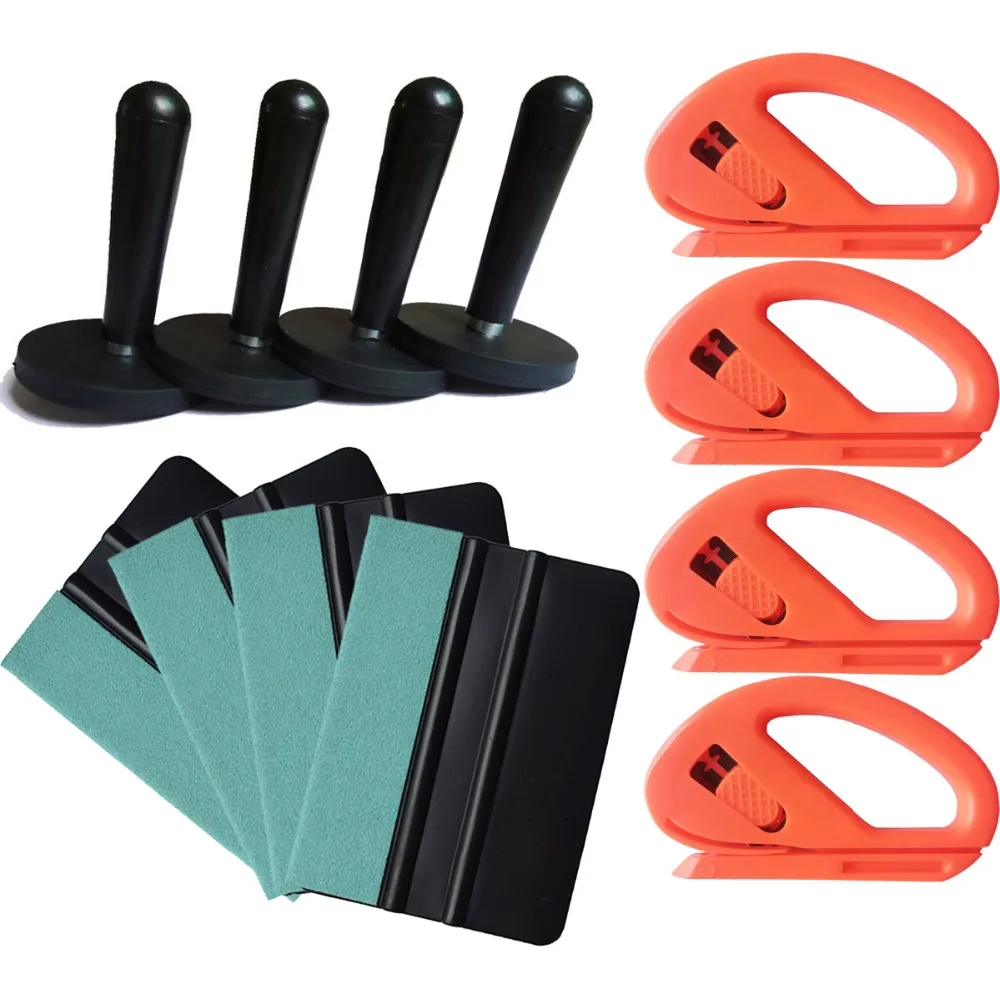 

12 in 1 Car Wrap Auto Styling Squeegee Suede Scraper Foil Cutter Knife Blade Tint Tool Kit Magnet Holders Vinyl Wrap Tools K54A