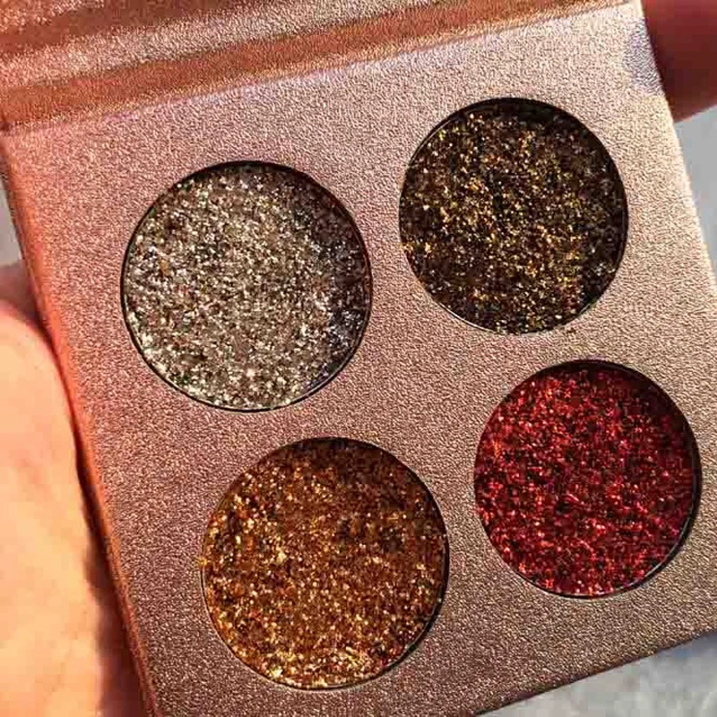 beauty glazed Brand Gold Red Glitter Eye Makeup Palette Waterproof Shimmer Shine Glitter Eyes