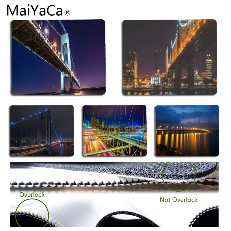 

MaiYaCa Custom Skin Bridge night scene Durable Rubber Mouse Mat Pad Size for 18x22cm 25x29cm Rubber Rectangle Mousemats