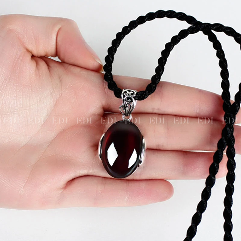 EDI Sterling Silver 925 Necklace with Green Natural Gemstone Women's Necklace Thai Silver Retro Fine Jewelry For Woman