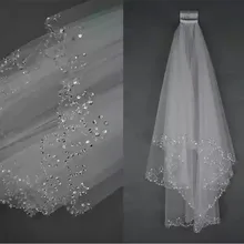 Свадебная фата белые блестки Свадебная короткая вуаль 2 слоя простые женские свадебные вуали с гребешком Gelin Duvak аксессуары для бракосочетания