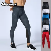 Queshark профессиональные мужские быстросохнущие дышащие брюки эластичные плотно облегающие брюки для фитнеса с принтом длинные леггинсы брюки