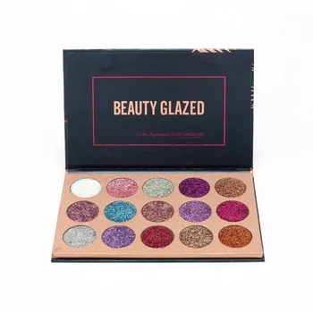 

BEAUTY GLAZED Portable Eyeshadow Palette 15 Ultra Pigmented Eye Shadows Pressed Glitter Flash Powder Long Lasting Makeup Pallete