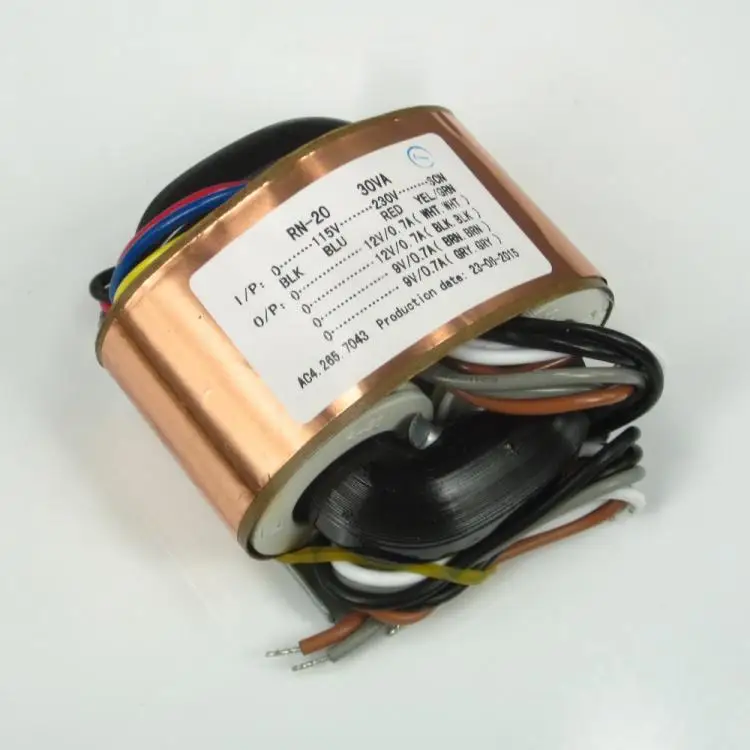 

30W 115V-230V R Type Power Transformer Conversion Dual 12V + Dual 9V with Copper foil shield Copper Cable Audio Transformer