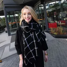 Cheshanf женский клетчатый шарф черный красный теплый шарф женские зимние шарфы шали покрывало-палантин шарф роскошный бренд