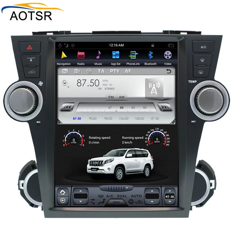 Cheap Tesla Style Android 7.1 Car multimedia player head unit For Toyota Highlander 2007-2013 car gps navigation radio stereo no dvd 4