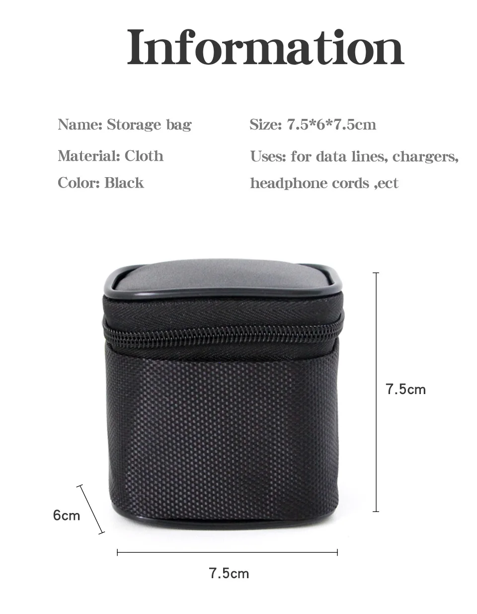 Data Line Cables Storage Box Charger Headphone Protective Bag Zipper Digital Products USB Cable Travel Storage Case (7)