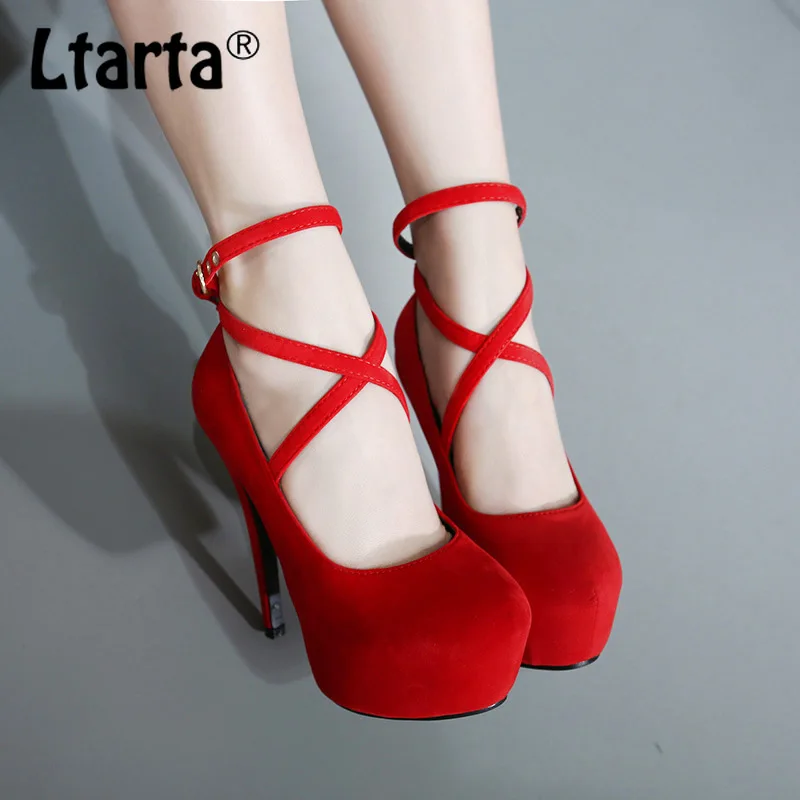 

LEOPARD LAND Large Size 34-42 Women's Shoes 13.5CM Heel 4.5cm Platfrom High Heels Waterproof Round Head Women's Shoes DF-hyl311
