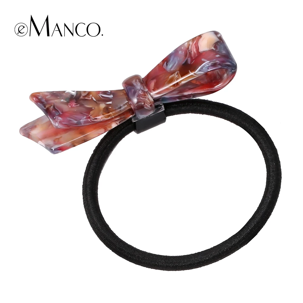 Bowknot acetate hair tie acrylic bow elastic headbands cute girls hairwear colorful hair jewelry eManco HA00016