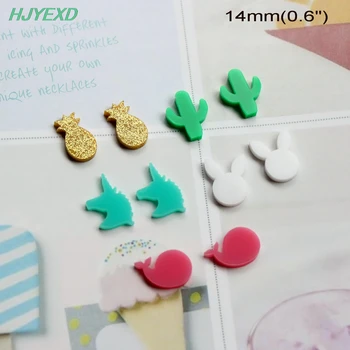 

(10pcs each) 14mm Acrylic Uncorn Pineapple Cactus Bunny Rabbit Dolphin For Earring Stud Laser Cut 0.6"-AC1507