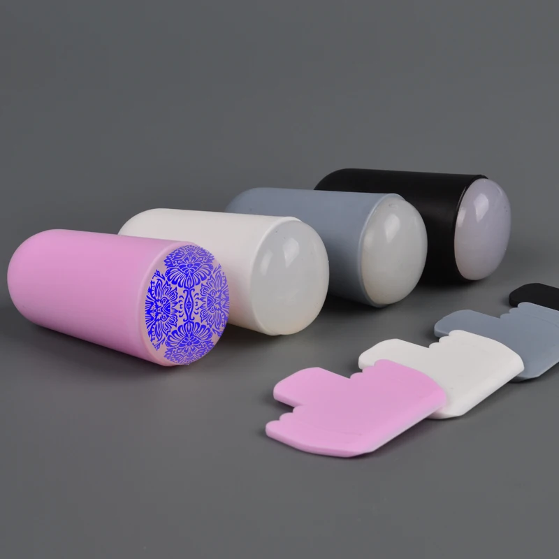 

1Pc 3cm Silicone Soft Candy Color Nail Art Stamper Silicone Matte Handle Stamping Scrapers Tools, 4 Colors For Choose #GD-31