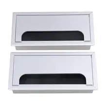 2 шт. 16x8x3 см серебристый алюминиевый сплав стол прямоугольник провода кабель втулка отверстие крышка выход порт