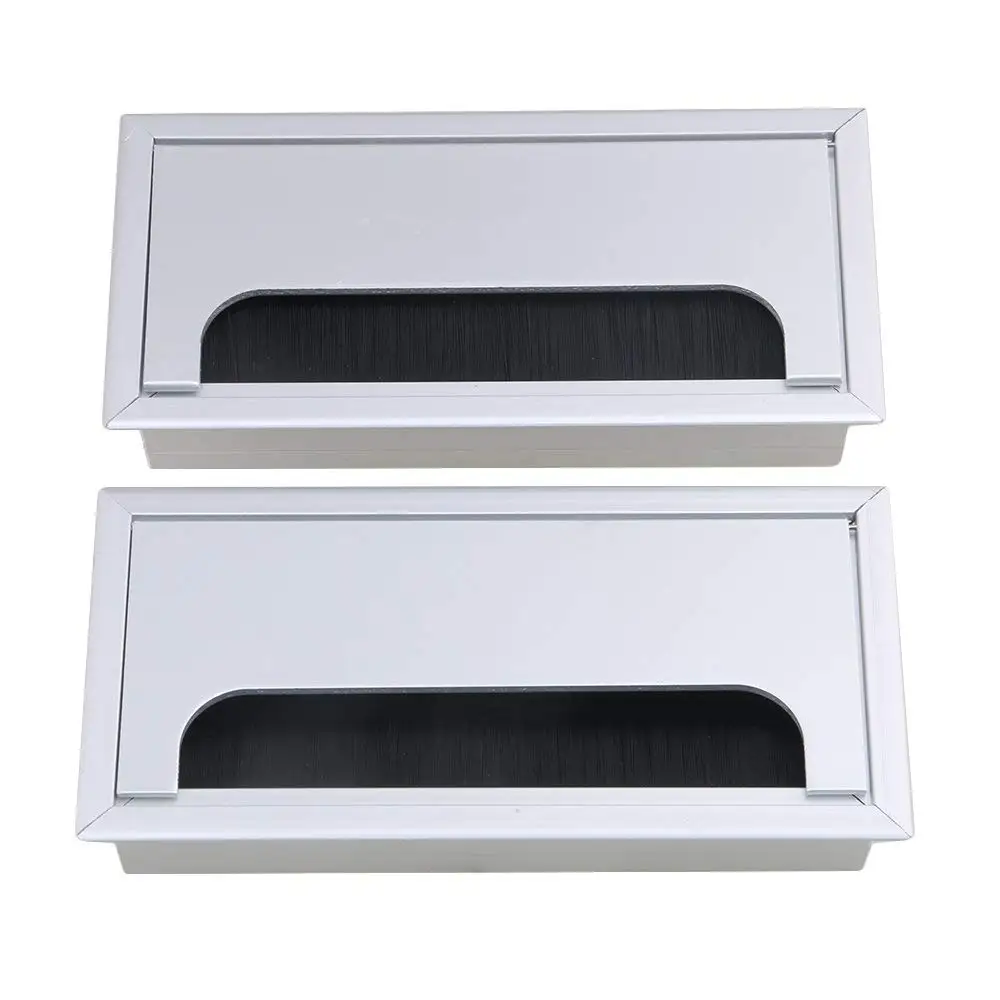 2PCS 16x8x3cm Silver Aluminum Alloy Table Desk Rectangle Wire Cable