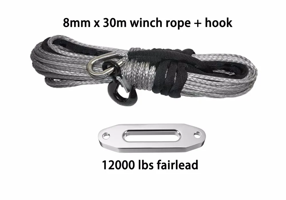 YZHYRN Free Shipping 8mm*30m Synthetic Winch Rope with Hook and