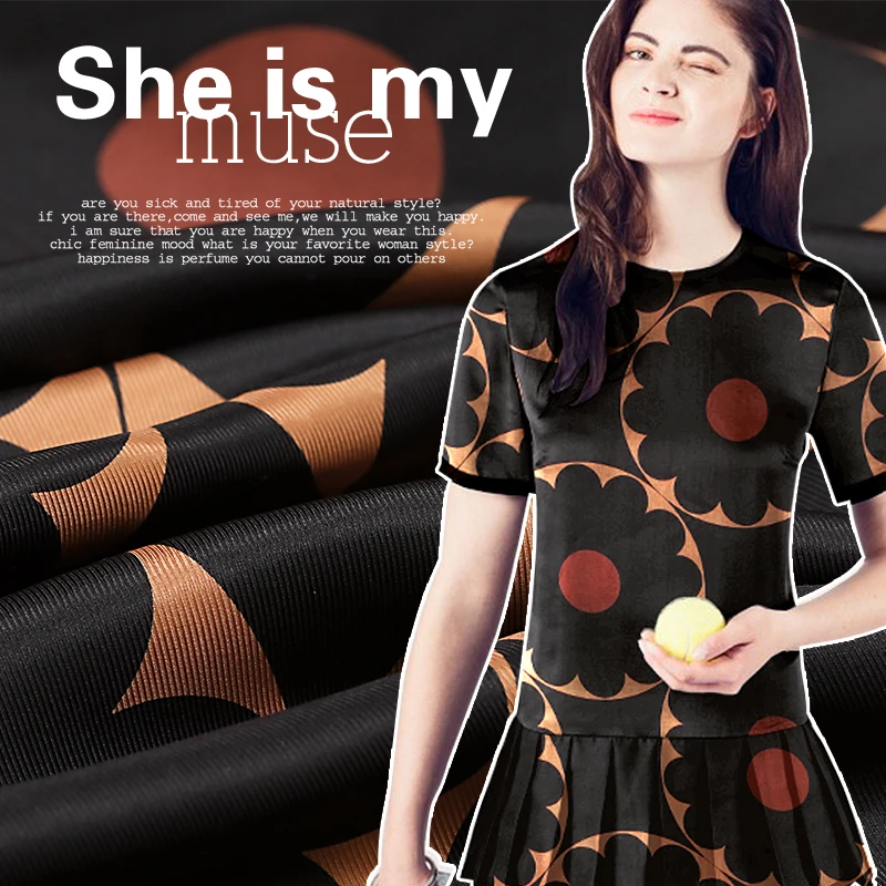 

Custom 114cm wide 19mm 100% silk printed fabric British lover Europe and the United States wind silk twill silk fabric special