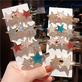 

1pc New Korea Fashion Girls Star Acetic Acid Hair Clips Metal Geometric Pentagram Hairpin Barrette Women Hair Accessories