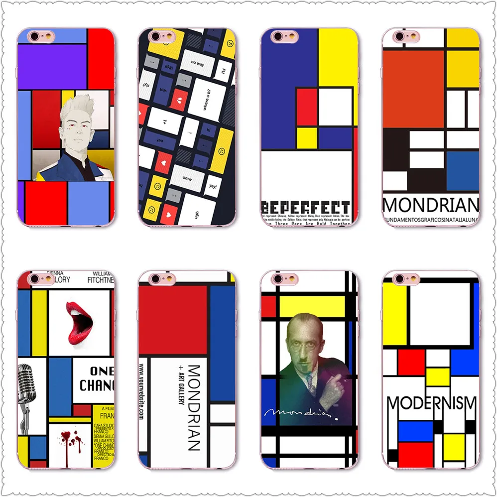 Mondrian Minimalist De Stijl Modern Art Case For iPhone X XS Max XR 8 for SamsungS7 S8 S9 Silicone Phone Cover