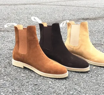 

Common P Style Chelsea Boots Kanye West Boots Genuine Suede Leather Fishion Style Euro And America Mid Heel GD