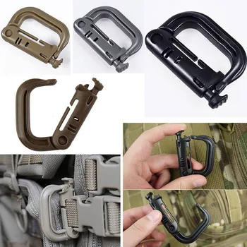 

D-ring Clip Molle Webbing EDC attach Shackle Carabiner Lock Grimlock Camp Hike Mountain climb Outdoor Backpack Buckle Snap