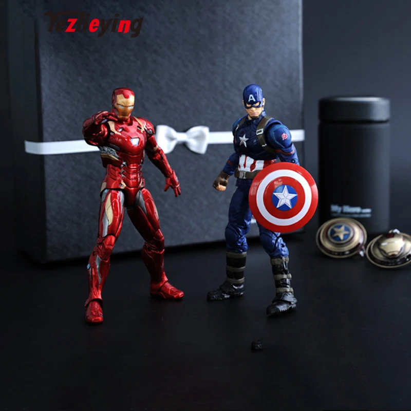 Подлинная Marvel авторизованные Мстители Капитан Америка Железный человек игрушечная пантера модель куклы ручной работы игрушки для 12