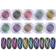 1Box 3D Cat Eyes Magnetic Nail Chrome Powder Magnet Shinny Nail Art Glitter Pigment Powder Colorful