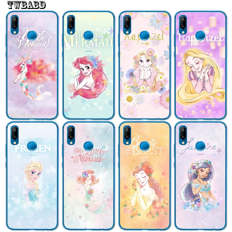 

For Huawei P20 Lite Case Cute Princess Mermaid Cover for Huawei P9 Lite Case 2017 P8 P9 P10 Lite Pro Nova 2 Plus Cover