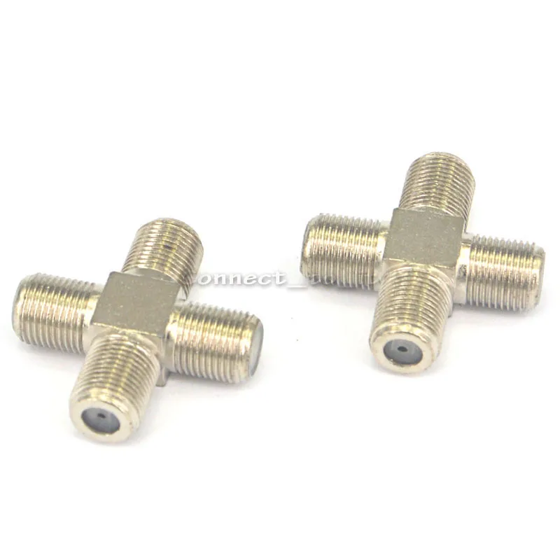 

2 Pieces F adapter F Jack to Jack to Jack to Jack "+" Type RF connector 4 way