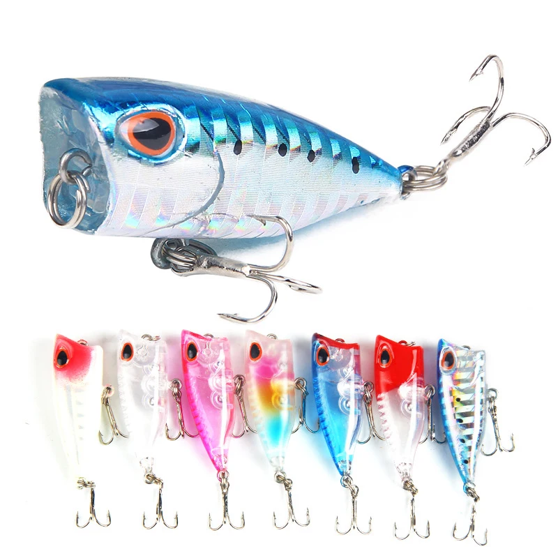 

Popper Fishing Lures 1 Piece 4cm 3.3g Luminous Topwater Pike Jerkbait Popper Wobblers Plastic Hard Lure Artificial Bait