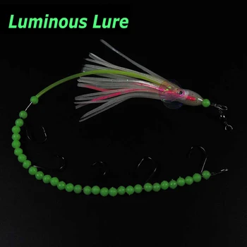 

2pcs Luminous longtail octopus steel wire rig barracuda eel small mackerel fishing rig Fishing Lure Bait for saltwater #4