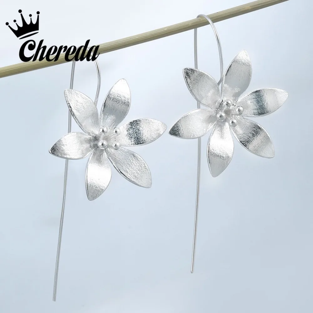 

Chereda Long Flower Earrings For Women Jewelry New Design Lovely Girls Gift Statement Top Quality Fashion Jewelry