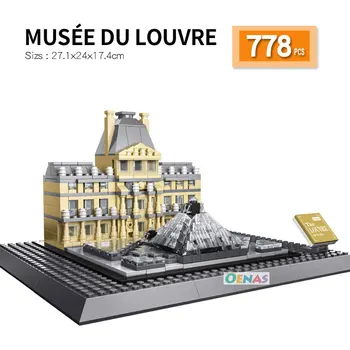 

compatible Creative Architecture Paris Louvre Palace Museum assembled Building Blocks Construction Bricks kid toys children gift